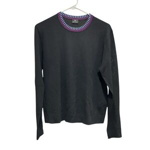Paul Smith black womens Sweater with Purple and Blue Trim